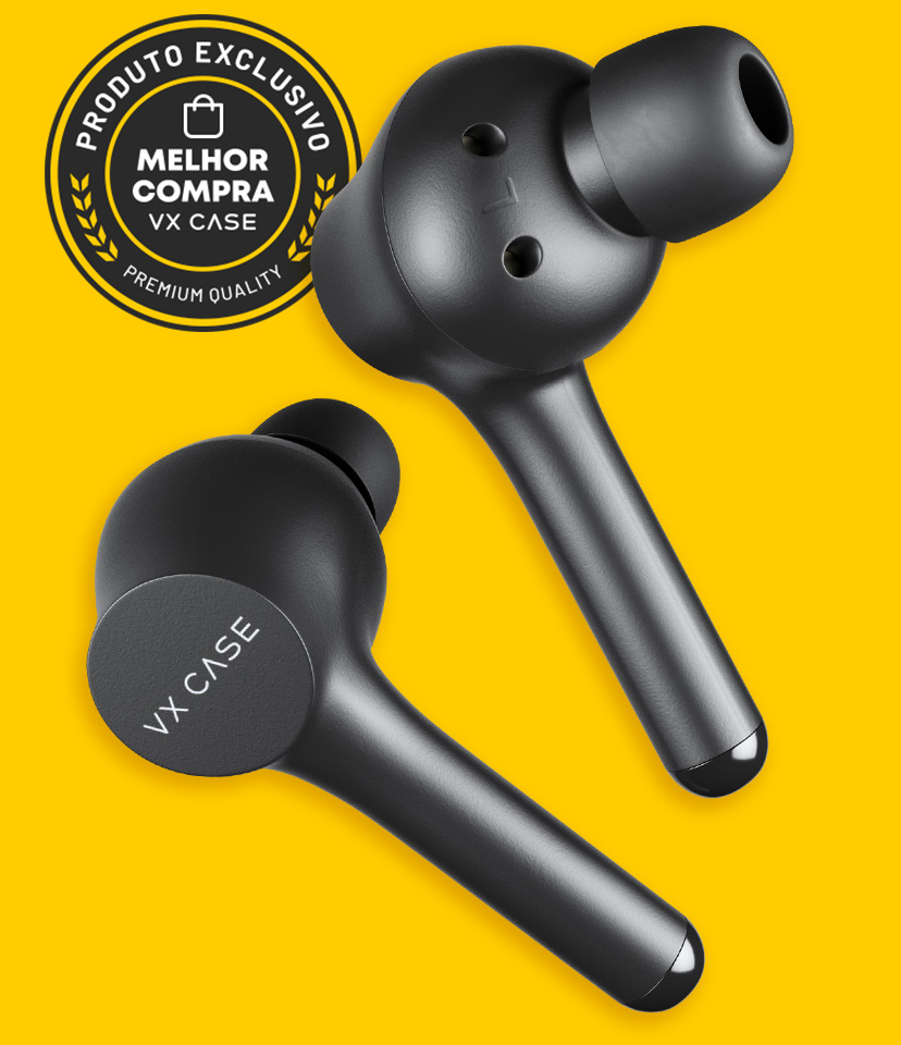 Par de fones de ouvidos VX Pods com selo de qualidade premium VX Case